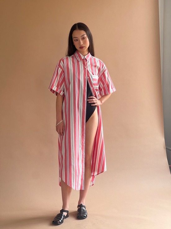 A Bronze Age Dresses & Skirts - A Bronze Age Bruno Shirt Dress Size XS Watermelon Stripe